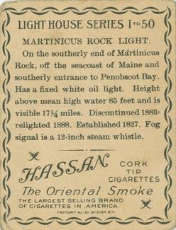 1911 American Tobacco Company Lighthouse Series (T77) #NNO Matinicus Light Back