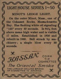 1911 American Tobacco Company Lighthouse Series (T77) #NNO Minots Light Back