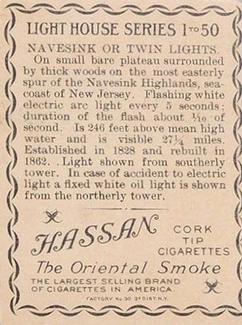 1911 American Tobacco Company Lighthouse Series (T77) #NNO Navesink Lights Back