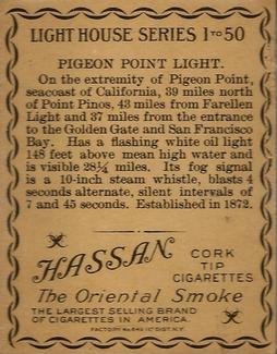1911 American Tobacco Company Lighthouse Series (T77) #NNO Pigeon Point Light Back