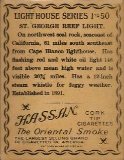 1911 American Tobacco Company Lighthouse Series (T77) #NNO St. George Reef Light Back