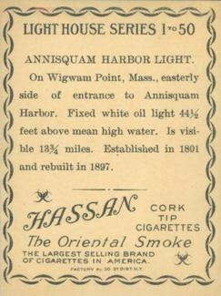1911 American Tobacco Company Lighthouse Series (T77) #NNO Annisquam Harbor Light Back