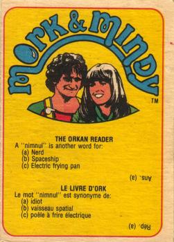 1978 O-Pee-Chee Mork & Mindy #7 Mindy I'd Like to Take You to a Restaurant with Lots of Atmosphere, Nitrogen! Back