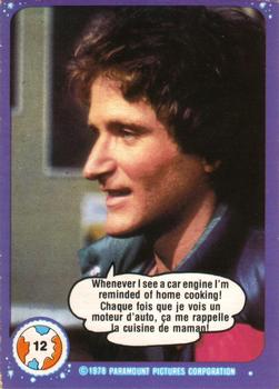 1978 O-Pee-Chee Mork & Mindy #12 Whenever I See a Car Engine I'm Reminded of Home Cooking! Front