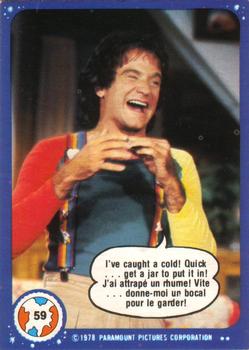 1978 O-Pee-Chee Mork & Mindy #59 I've Caught a Cold! Quick... Get a Jar to Put It In! Front