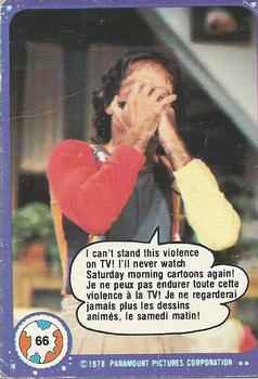 1978 O-Pee-Chee Mork & Mindy #66 I Can't Stand This Violence on TV! I'll Never Watch Saturday Morning Cartoons Again! Front