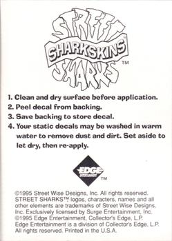 1995 Edge Street Sharks - Sharkskins Static Cling Decals #NNO Streex Back