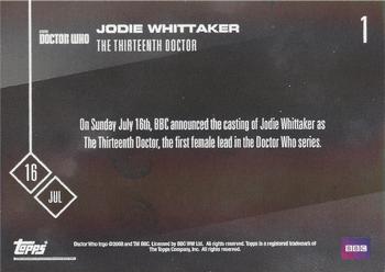 2017 Topps Now Doctor Who #1 Jodie Whittaker Back