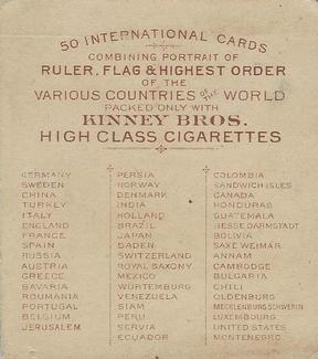 1888 Kinney Brothers International (N238) #NNO Turkey Back