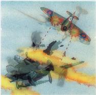 1980 Nabisco Aces in Action #1 Sqn. Lr. “Sailor” Malan leading No. 74 (Spitfire) Squadron attacks a Dornier Do17 Front