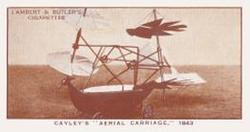 1933 Lambert & Butler A History of Aviation (Brown Fronts) #1 Cayley’ “Aerial Carriage.” 1843 Front