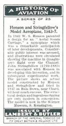 1933 Lambert & Butler A History of Aviation (Brown Fronts) #2 Henson & Stringfellow’s Model Aeroplane, 1843-7 Back