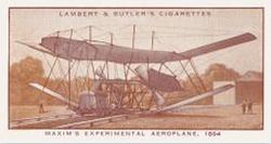 1933 Lambert & Butler A History of Aviation (Brown Fronts) #4 Maxim’s Experimental Aeroplane, 1894 Front
