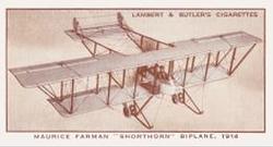 1933 Lambert & Butler A History of Aviation (Brown Fronts) #17 Maurice Farman “Shorthorn” Biplane, 1914 Front