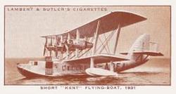 1933 Lambert & Butler A History of Aviation (Brown Fronts) #24 Short “Kent” Flying-Boat, 1931 Front