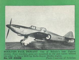 1940-41 Gum Products Zoom Airplane Pictures Series 3 (R177-3) #158 Boulton Paul Defiant Front