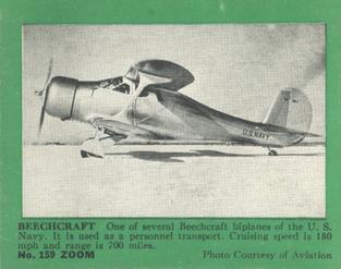 1940-41 Gum Products Zoom Airplane Pictures Series 3 (R177-3) #159 Beechcraft Front