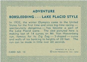 1956 Gum Inc. Adventure (R749) #10 Bobsledding ... Lake Placid Style Back