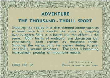 1956 Gum Inc. Adventure (R749) #12 The Thousand - Thrill Sport Back
