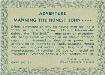 1956 Gum Inc. Adventure (R749) #24 Manning the Honest John .... Back