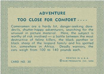 1956 Gum Inc. Adventure (R749) #30 Too Close for Comfort .... Back