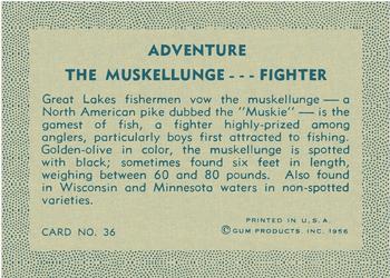 1956 Gum Inc. Adventure (R749) #36 The Muskellunge ... Fighter Back