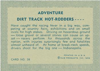 1956 Gum Inc. Adventure (R749) #38 Dirt Track Hot-Rodders .... Back