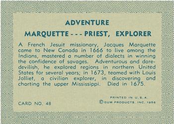 1956 Gum Inc. Adventure (R749) #48 Marquette ... Priest, Explorer Back