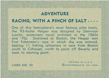 1956 Gum Inc. Adventure (R749) #52 Racing, with a Pinch of Salt .... Back