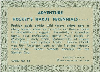 1956 Gum Inc. Adventure (R749) #63 Hockey's Hardy Perennials .... Back