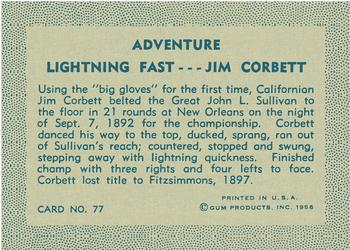 1956 Gum Inc. Adventure (R749) #77 Lightning Fast ... Jim Corbett Back