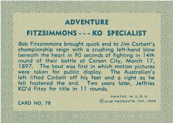 1956 Gum Inc. Adventure (R749) #78 Fitzsimmons ... KO Specialist Back