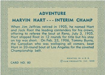 1956 Gum Inc. Adventure (R749) #80 Marvin Hart ... Interim champ Back