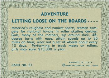 1956 Gum Inc. Adventure (R749) #81 Letting Loose on the Boards .... Back
