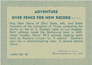 1956 Gum Inc. Adventure (R749) #85 Over Fence for New Record .... Back