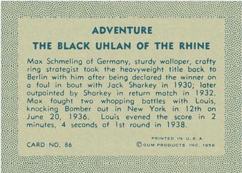 1956 Gum Inc. Adventure (R749) #86 The Black Uhlan of the Rhine Back