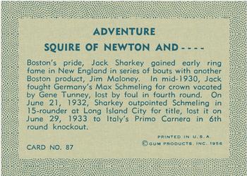 1956 Gum Inc. Adventure (R749) #87 Squire of Newton and .... Back