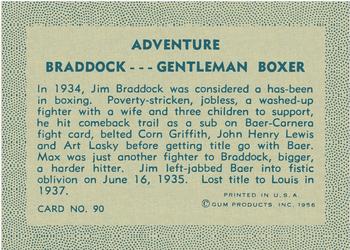 1956 Gum Inc. Adventure (R749) #90 Braddock ... Gentleman Boxer Back