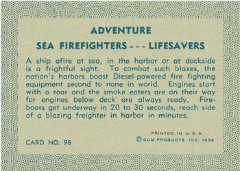 1956 Gum Inc. Adventure (R749) #98 Sea Firefighters ... Lifesavers Back