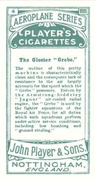 1926 Player's Aeroplane Series #4 The Gloster “Grebe” Back