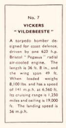 1936 Amalgamated Press Aeroplanes & Carriers (ZB7-0) #7 Vickers “Vildebeeste” Back