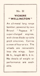 1936 Amalgamated Press Aeroplanes & Carriers (ZB7-0) #31 Vickers “Wellington” Back