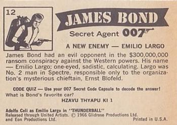 1966 Philadelphia Thunderball James Bond #12 A New Enemy - Emilio Largo Back