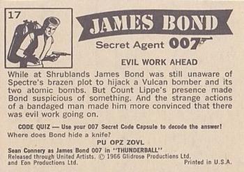 1966 Philadelphia Thunderball James Bond #17 Evil Work Ahead Back