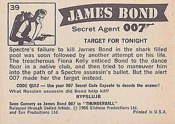 1966 Philadelphia Thunderball James Bond #39 Target For Tonight Back