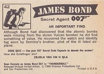1966 Philadelphia Thunderball James Bond #42 An Important Find Back