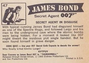1966 Philadelphia Thunderball James Bond #47 Secret Agent In Disguise Back