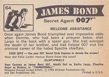 1966 Philadelphia Thunderball James Bond #64 Welcome Assistance Back