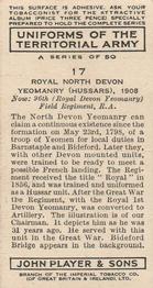 1939 Player's Uniforms of the Territorial Army #17 Royal North Devon Yeomanry (Hussars) 1908 Back