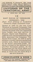 1939 Player's Uniforms of the Territorial Army #18 East Riding of Yorkshire Yeomanry 1908 Back
